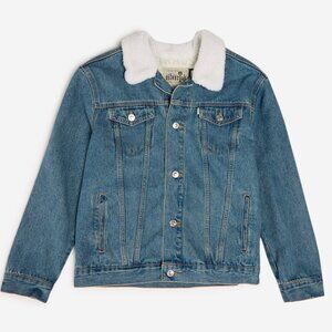 Levi’s Jacket Silver Tab Denim Trucker Sherpa Collar NWT YL